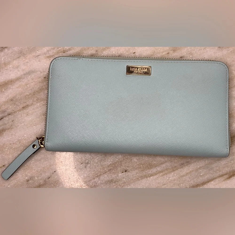 Kate Spade wallet NWOT slim bifold “Cameron” large in seaside blue - Picture 1 of 5